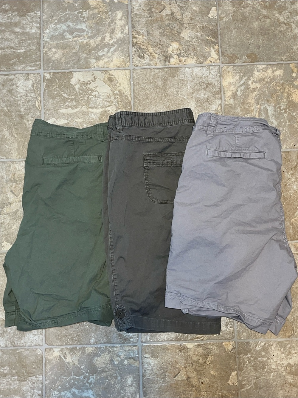 Lot of 3 Casual Shorts Trio - Green, Brown, Tan